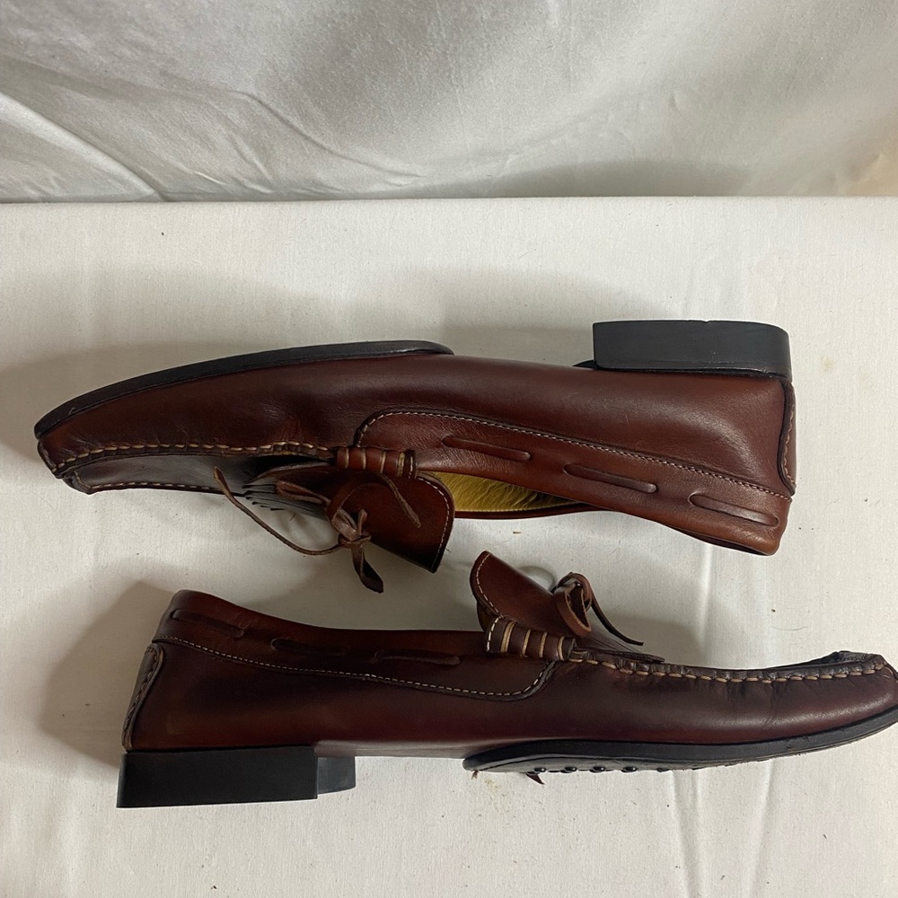 Santoni square toe Brown Leather Loafer Men’s 11 D - Picture 2 of 10